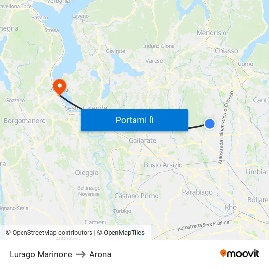 Lurago Marinone to Arona map