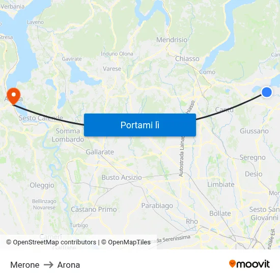 Merone to Arona map