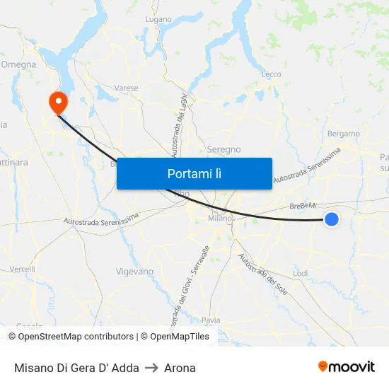 Misano Di Gera D' Adda to Arona map