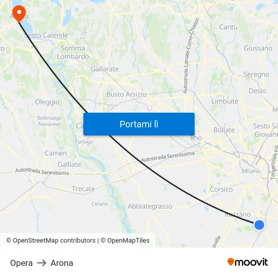 Opera to Arona map