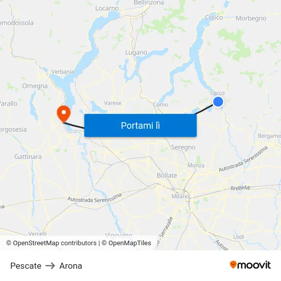 Pescate to Arona map