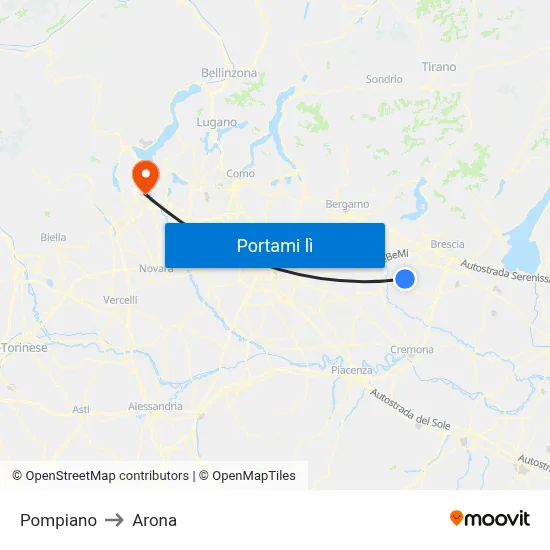 Pompiano to Arona map