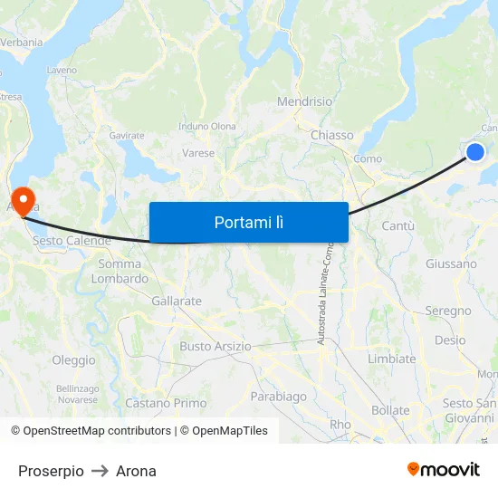 Proserpio to Arona map
