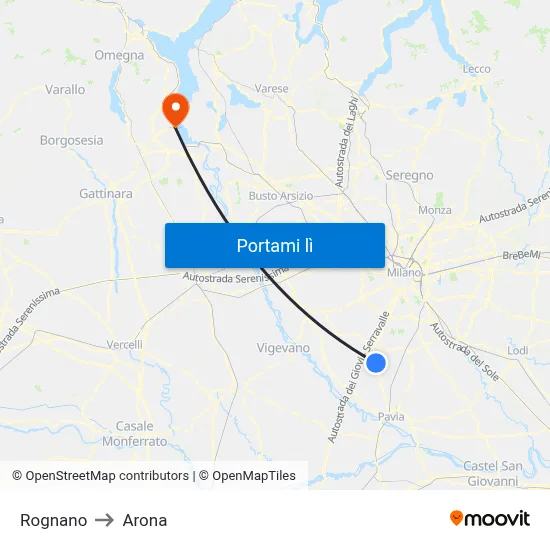 Rognano to Arona map