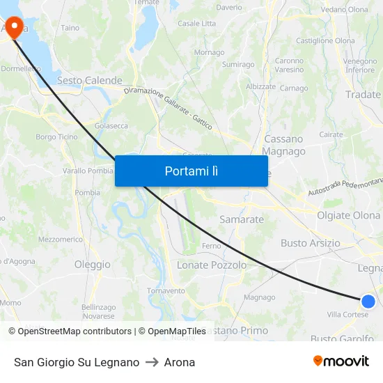 San Giorgio Su Legnano to Arona map