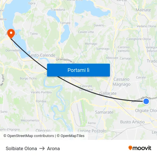 Solbiate Olona to Arona map
