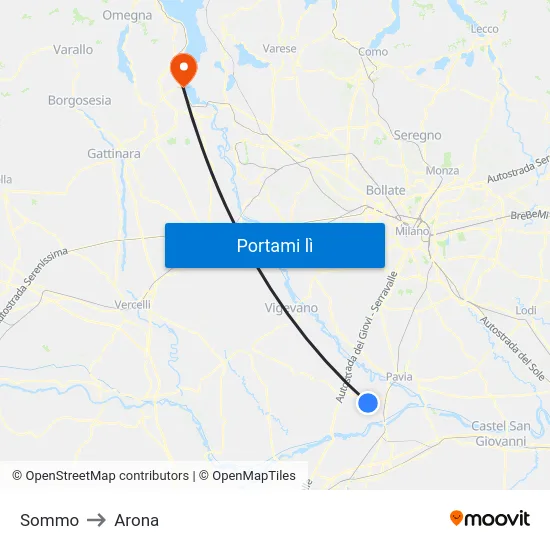 Sommo to Arona map