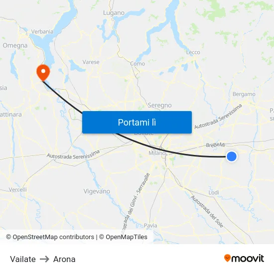 Vailate to Arona map