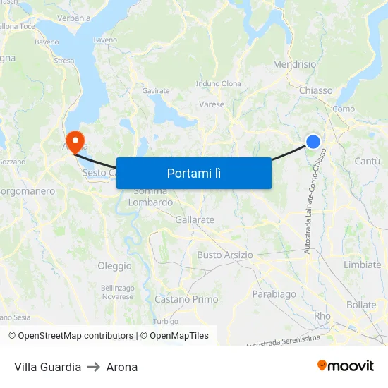 Villa Guardia to Arona map