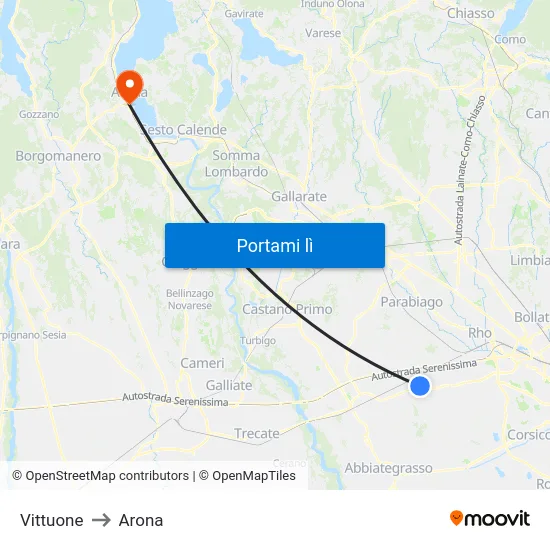 Vittuone to Arona map