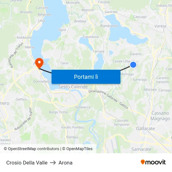 Crosio Della Valle to Arona map