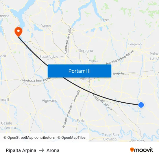 Ripalta Arpina to Arona map