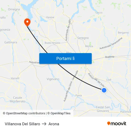 Villanova Del Sillaro to Arona map