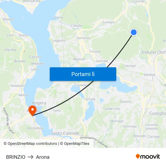BRINZIO to Arona map