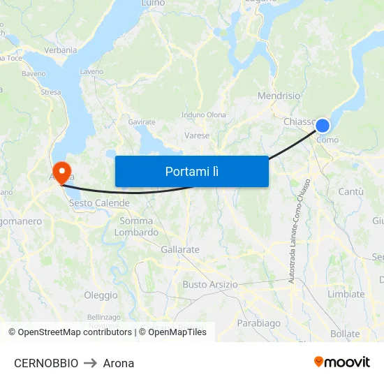 CERNOBBIO to Arona map