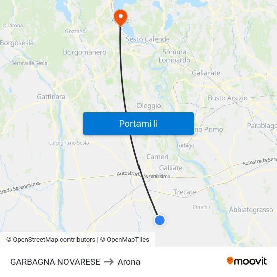 GARBAGNA NOVARESE to Arona map