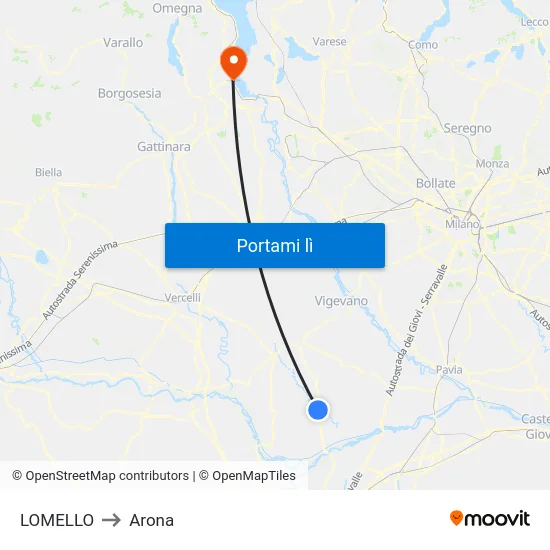 LOMELLO to Arona map