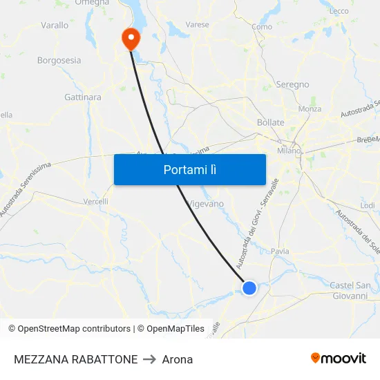 MEZZANA RABATTONE to Arona map