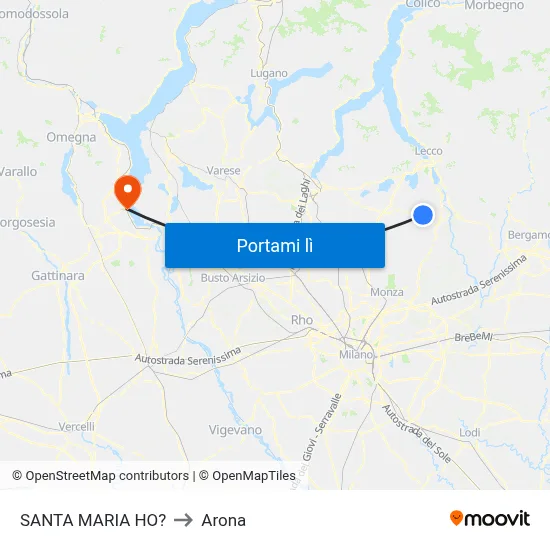 SANTA MARIA HO? to Arona map