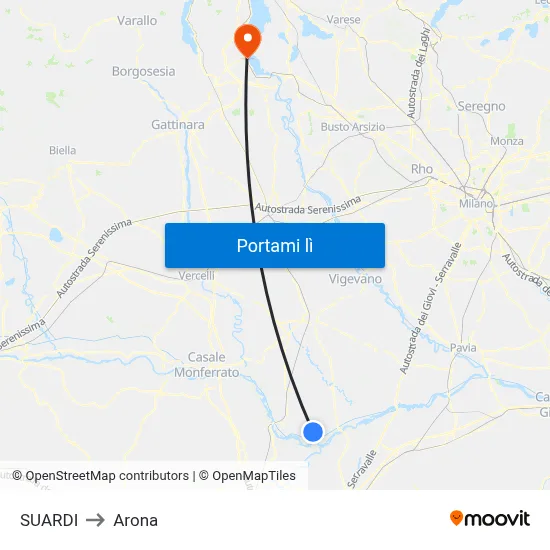 SUARDI to Arona map