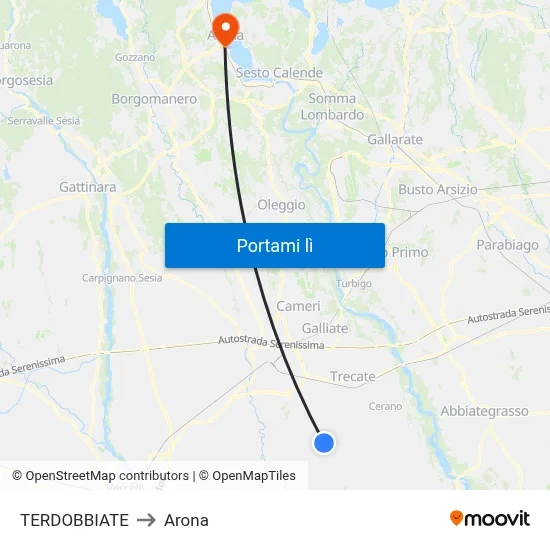 TERDOBBIATE to Arona map
