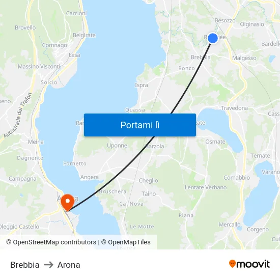 Brebbia to Arona map