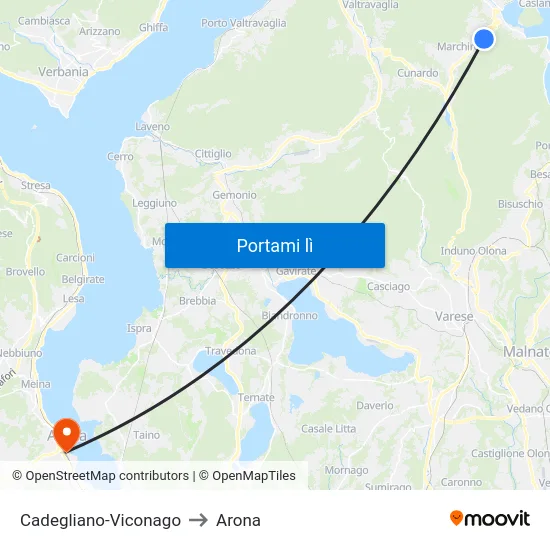 Cadegliano-Viconago to Arona map