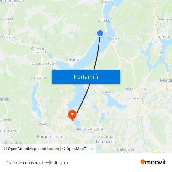 Cannero Riviera to Arona map