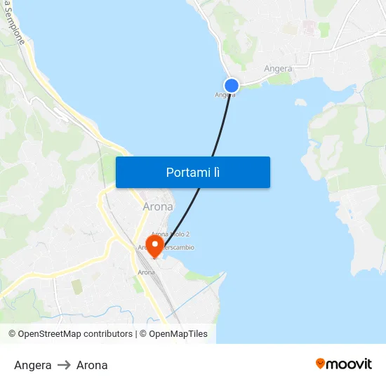 Angera to Arona map