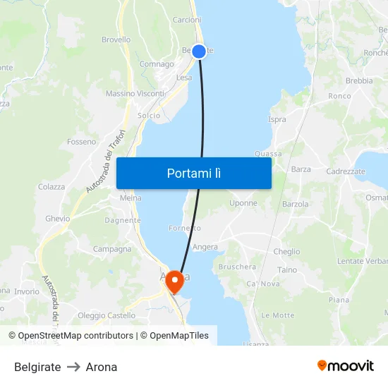 Belgirate to Arona map