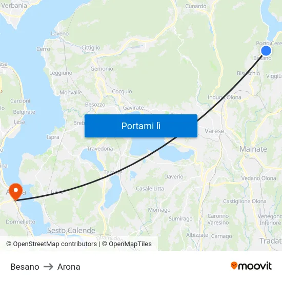 Besano to Arona map