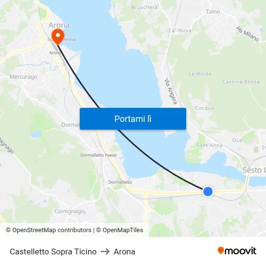 Castelletto Sopra Ticino to Arona map