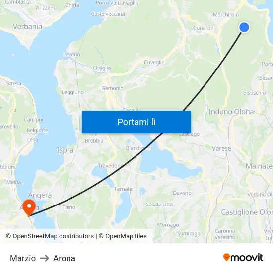 Marzio to Arona map
