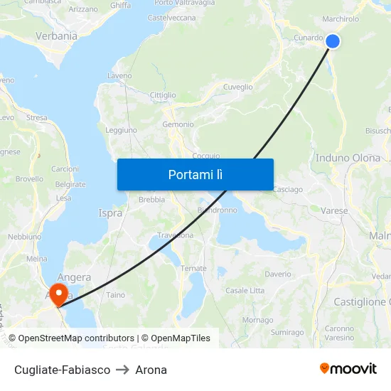 Cugliate-Fabiasco to Arona map