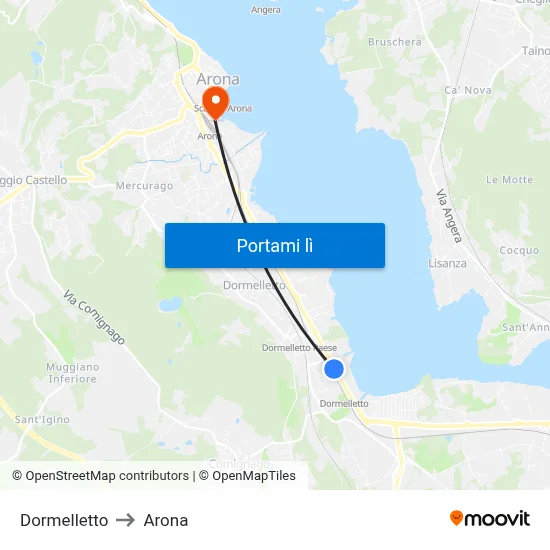 Dormelletto to Arona map