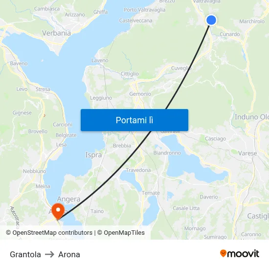Grantola to Arona map