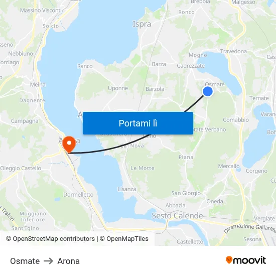 Osmate to Arona map