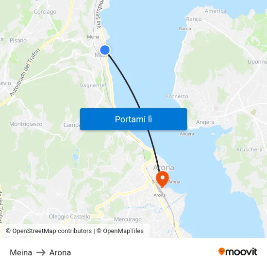 Meina to Arona map