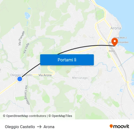 Oleggio Castello to Arona map