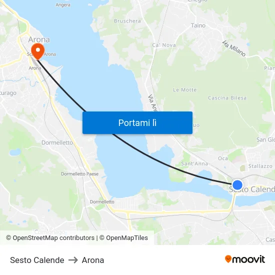 Sesto Calende to Arona map