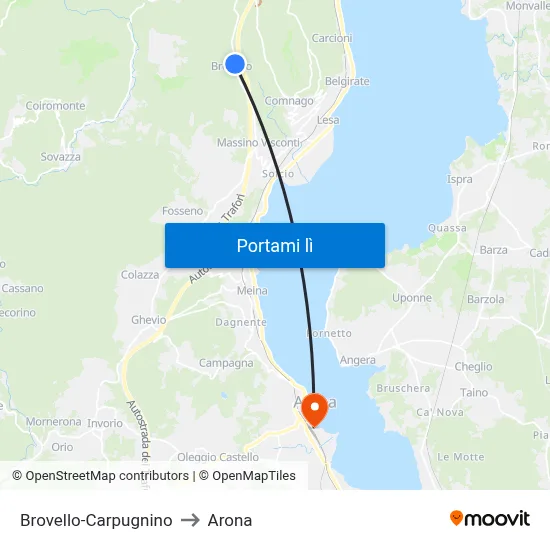 Brovello-Carpugnino to Arona map