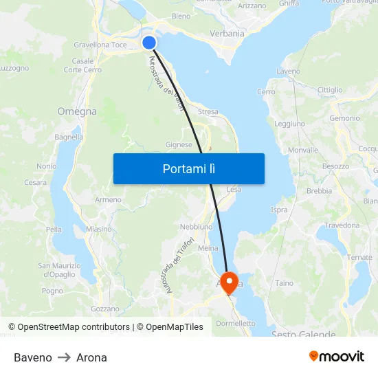 Baveno to Arona map