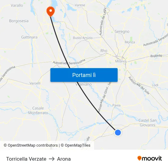 Torricella Verzate to Arona map