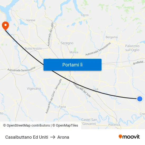 Casalbuttano Ed Uniti to Arona map
