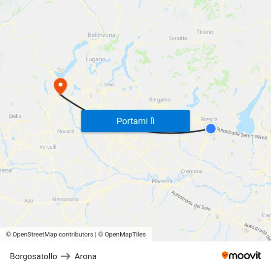 Borgosatollo to Arona map