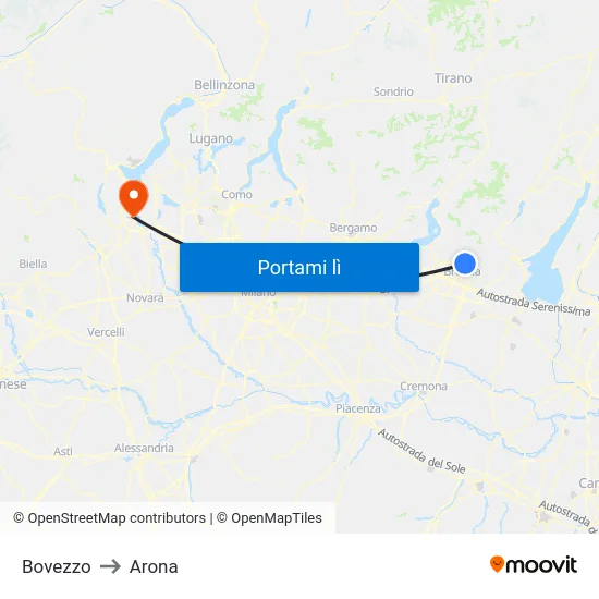 Bovezzo to Arona map