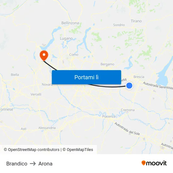 Brandico to Arona map