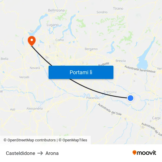 Casteldidone to Arona map