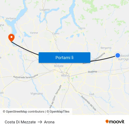 Costa Di Mezzate to Arona map