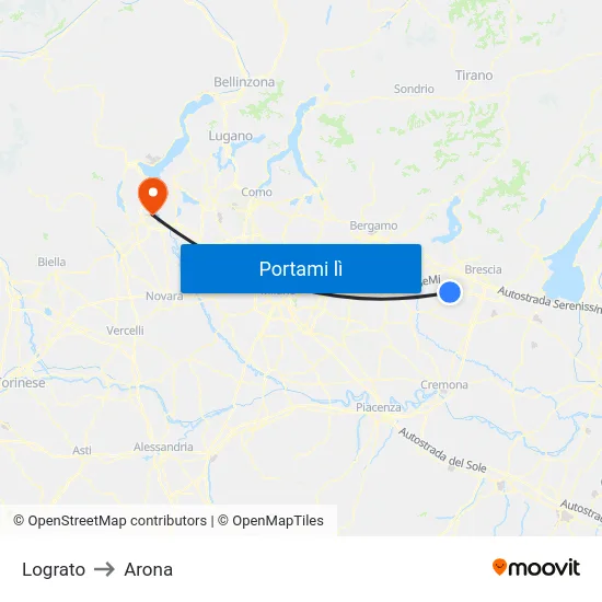 Lograto to Arona map